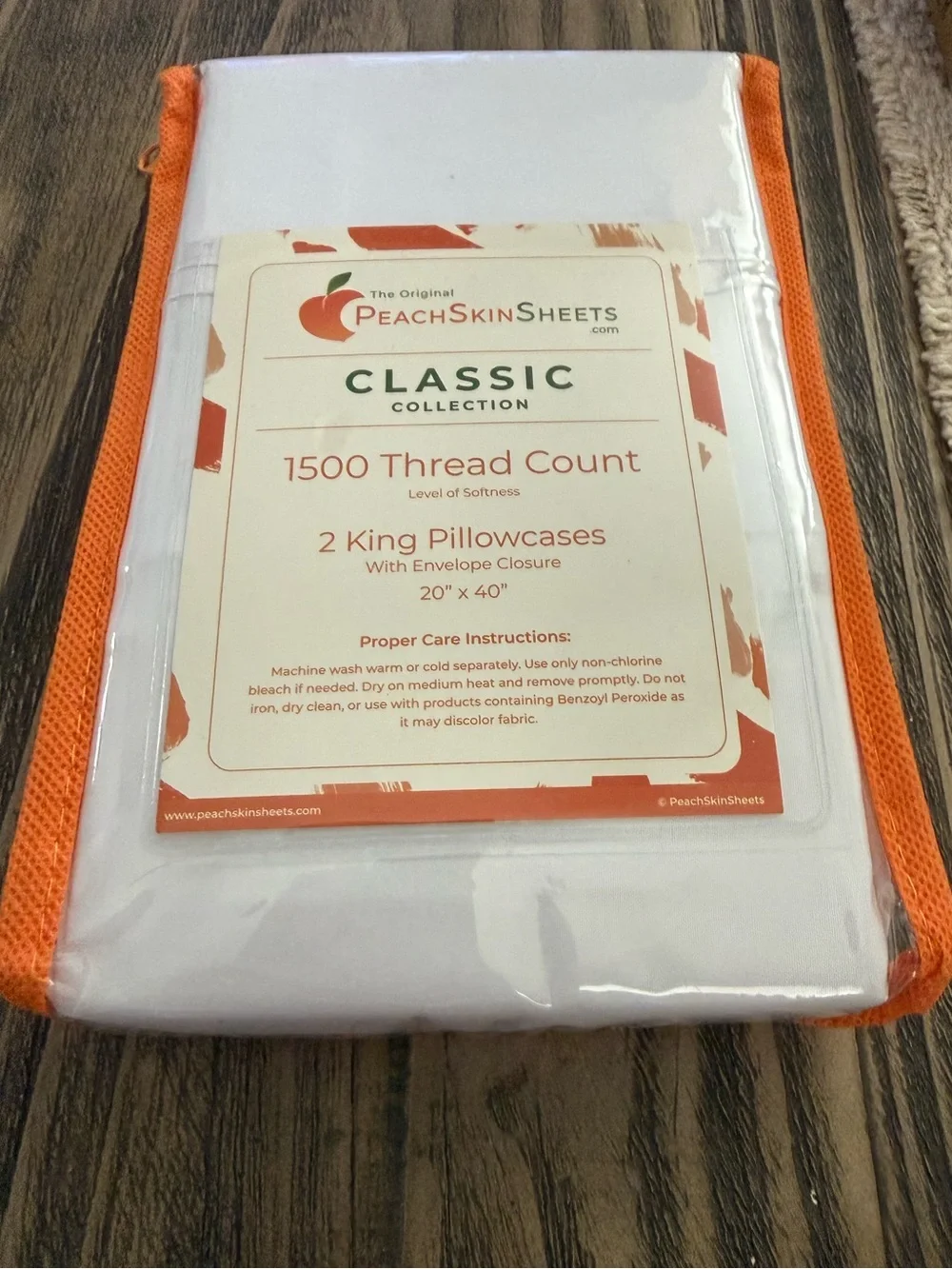 🍑Peach Skin Classic White Pillowcase Set. 1500 Thread Count. (2 pack)